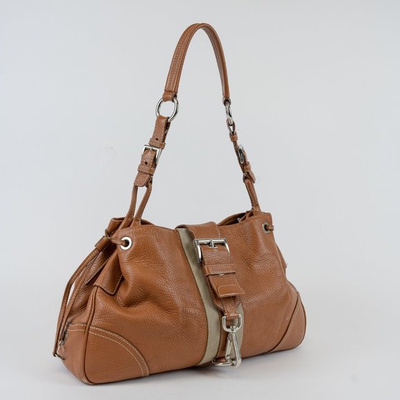 Prada Striped Leather Shoulder Bag - Picture 2 of 9